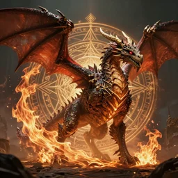 a high end photo of an ancient elden ring dragon with digital modifications surrounded by a flowing fire trail and complex sacred geometry, powerful, cinematic, beautifully lit, by john howe, by beeple, by artgerm, by karol bak, by brian froud, 3 d, trending on cgsociety, octane render, 8 k