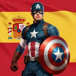captain america with the colors of spanish flag, digital art