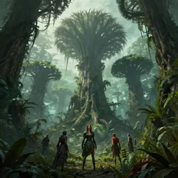 epic professional digital art of cinematic gigantic spiky jungle trees and vinesscene, diffuse light, painted, mysterious, eerie, mythic, detailed, botanical, leesha hannigan, wayne haag, reyna rochin, ignacio fernandez rios, mark ryden, van herpen, artstation, cgsociety, epic, stunning, gorgeous, wow detail