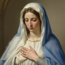 portrait of young mother mary our lady of sorrows by greg hildebrandt beautiful high detail light colors