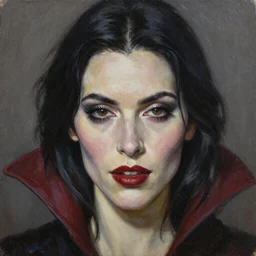 close up face of a beautiful female portrait, Vampire, oil on canvas, artgerm, norman rockwell, craig mulins, trending on pxiv,
