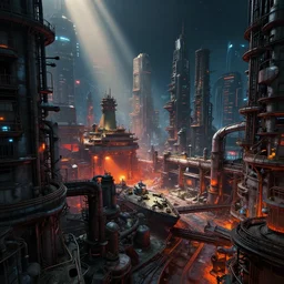 a beautiful hyperdetailed highly detailed shipyard industrial architecture architecture abandoned city by owen d. pomery, cosmic sunlight bladerunner 2 0 4 9 tundra assassin's creed at night neon noir thermal imaging forest liberty city myst, archdaily, wallpaper, highly detailed, trending on artstation.