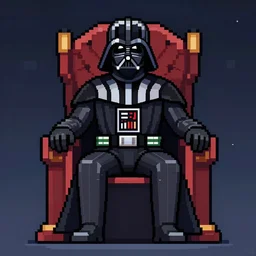 darth vader sitting on a throne, pixel art