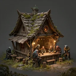 concept art, a beautiful highly detailed small medieval elvish tavern, ancient, elfs, realistic shaded lighting poster by ilya kuvshinov, magali villeneuve, artgerm, jeremy lipkin and michael garmash and rob rey
