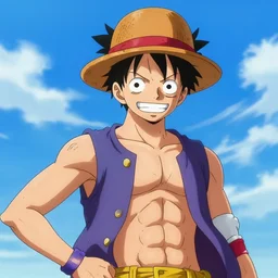 still image of Monkey D Luffy in DragonBall Z by Akira Toriyama, color, screenshot