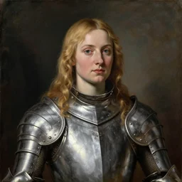 saoirse ronan, blonde hair, wearing silver medieval armour, portrait, oil painting by titian, hard focus