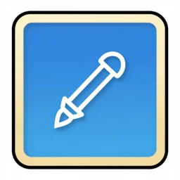 A card containing a blue background and a magic item icon in the screen center