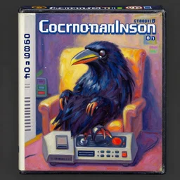 1 9 8 9 nes commodore 6 4 box art. cyberpunk raven person. cozy. character class. keith parkinson. oil on canvas