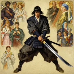 full character of a samurai with a huge sword, character design, painting by gaston bussiere, katsuya terada, nc wyeth, greg rutkowski, craig mullins, vermeer, frank frazetta, mucha, tom of finland, trending on artstation, jeffery catherine jones