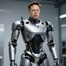 elon musk as a tesla optimus prime robot, photorealistic
