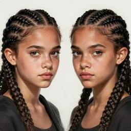 black emma watson willow smith symmetrical portrait, long cornrows haircut, highly detailed, digital painting, artstation, concept art, sharp focus, illustration, art by aleksi briclot, greg rutkowski - h 7 0 0