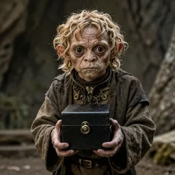 lord of the rings gollum holding a black box