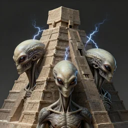 aliens brainsuckers sacrifice humans with electricity on top of aztec pyramids, perfect faces, fine details, studio lighting, close up subtle shadows, art by katsuya terada, photorealism, hyper realism, octane render, stunning, intricate, elegant. highly detailed, digital painting. artstation. smooth. sharp focus.