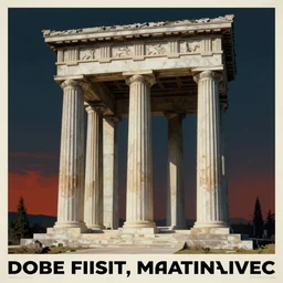 surreal greek doric column brutalist spomenik structure, Bauhaus Poster by Richard Corben by René Magritte, surrealism