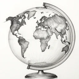 world map globe drawing, pencil arts