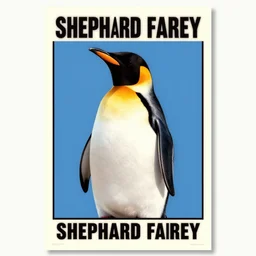 penguin yelling, Shephard Fairey poster, propaganda-print