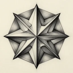 detailed amazing tattoo stencil of a penrose object, symmetrical