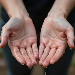 wet sweating hands, macro, wide angle, elaborate, dripping wet hands, highly detailed, beautiful lighting