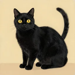 a black cat in the style of esao andrews
