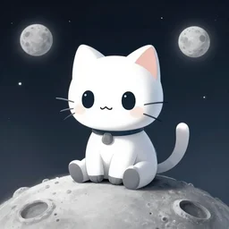 cute little robotcat sitting on the moon, fantasy, concept art, artstation, tyler edlin, feng zhu, taras susak, thomas karpi