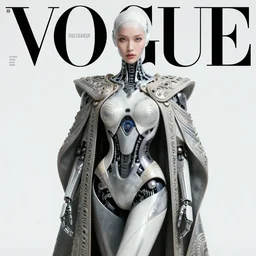 portrait of the mysterious organic robot, vogue cover, vogue poses, beautiful futuristic ornamental cape, intricate, highly detailed, masterful, in the style of moebius, akira toriyama, jean giraud, 8 k