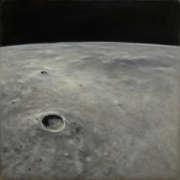 mare tranquillitatis, lunar surface in the style of hudson river school of art, oil on canvas