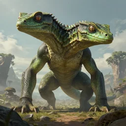 giant gecko monster, creature, cryptid, creepy, titan, Landscape, Artstation