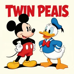 twin peaks poster art, mickey mouse vs donald duck, old retro pulp noir comic cover, by michael whelan, rossetti bouguereau, artgerm, retro, nostalgic, old fashioned