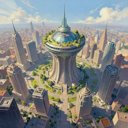 new world center around city  digital art painting by art station