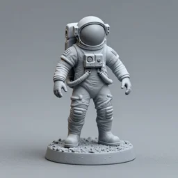 80mm resin detailed miniature of an astronaut, full body, helmet, boots, symbol, textured base; Miniature Product Photos, 4K, view from front