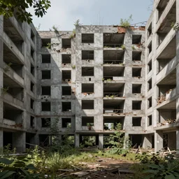 a beautiful hyperdetailed rendering of courtyard house unfinished building city architecture nature urbex building abandoned by vija celmins, meadow atlantis, archdaily, wallpaper, highly detailed, trending on artstation.