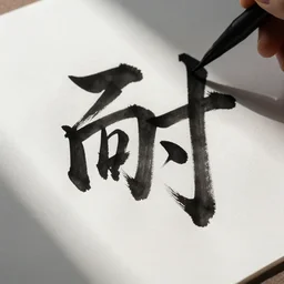耐 煩 ink calligraphy