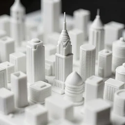 A white porcelain city model close up, tilt shift, high contrast, reflections, Canon TS-E 17mm f/4, pristine quality wallpaper