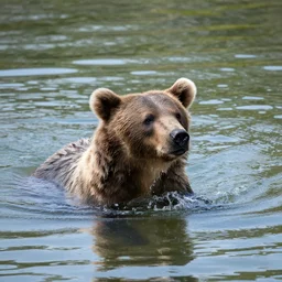 A bear swimming in the lake