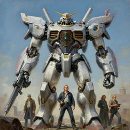 a giant art deco mecha, tim hildebrandt, wayne barlowe, bruce pennington, donato giancola, trending on artstation, cinematic composition, beautiful lighting, hyper detailed, 8 k, oil on canvas