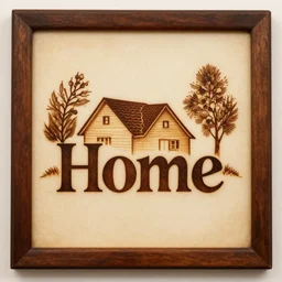 the feeling of coming home, pyrography, in a symbolic and meaningful style