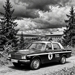 patrol car. by konstantin razumov, chiaroscuro, highly detailded