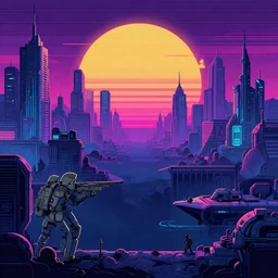 a world war 2, cyberpunk art by James Gilleard, cgsociety, retrofuturism, synthwave, landscaoe, 2d game art