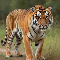 a colour photo of a tiger, a photorealistic painting by christian w. staudinger, behance, hyperrealism, hyper realism, majestic, wallpaper