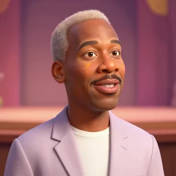 oj simpson with orange juice head!!!!, pixar character, stage background, pixar, 3 d,