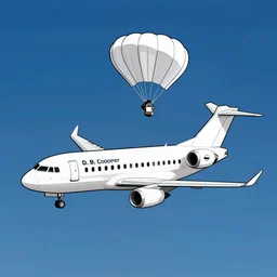 D. B. Cooper, Northwest Orient Airlines Flight 305, Boeing 727, skydiving, vector art