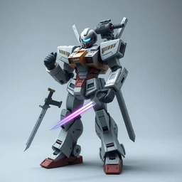 combat android, gun for a head, swords for arms, military prototype, photography