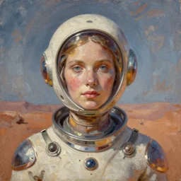 portrait of a martian woman ( 3 5 ) from mars in 2 0 2 1, an oil painting by ross tran and thomas kincade