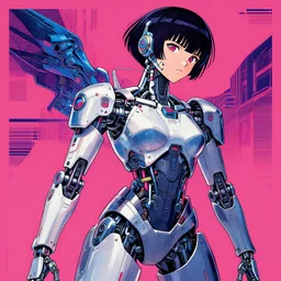 futuristic japanese cyberpunk bladerunner silk screen by utagawa yoshiiku, ohara koson, pixiv contest winner, cyberpunk style, cyberpunk color scheme, mechanical, robotic, human machine interface, high resolution, hd, bold clear lines