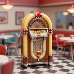 diorama, diner, 1950s,jukebox,8K, by syd mead