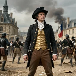 fashion editorial french revolution storming of the Bastille. hyperrealistic. detailed. depth of field. high definition. 8k. depth of field. photography.
