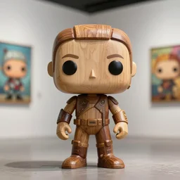8 k octane render sculpture photorealistic beautiful character wooden design, art toys collectible figurine, mascot pop funko, very cute occult android cyberpunk, contemporary art gallery in background concept art cgsociety