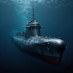 4 k render of a world war 2 german submarine underwater, cinematic, dramatic, dark ambience, deep sea
