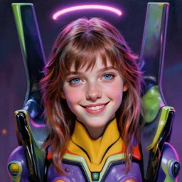 painting, young girl, beautiful face, gorgeous, face visible, happy, [ [ [ [ neon halo ] ] ] ], cinematic lighting, highly detailed eva suit, wallpaper, extremely detailed, sharp focus, by ilya kuvshinov, magali villeneuve, artgerm, jeremy lipkin and michael garmash and rob rey, intricate, beautiful, award winning, trending on art