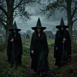 witches lurking in the shadows, dutch landscape, photograph